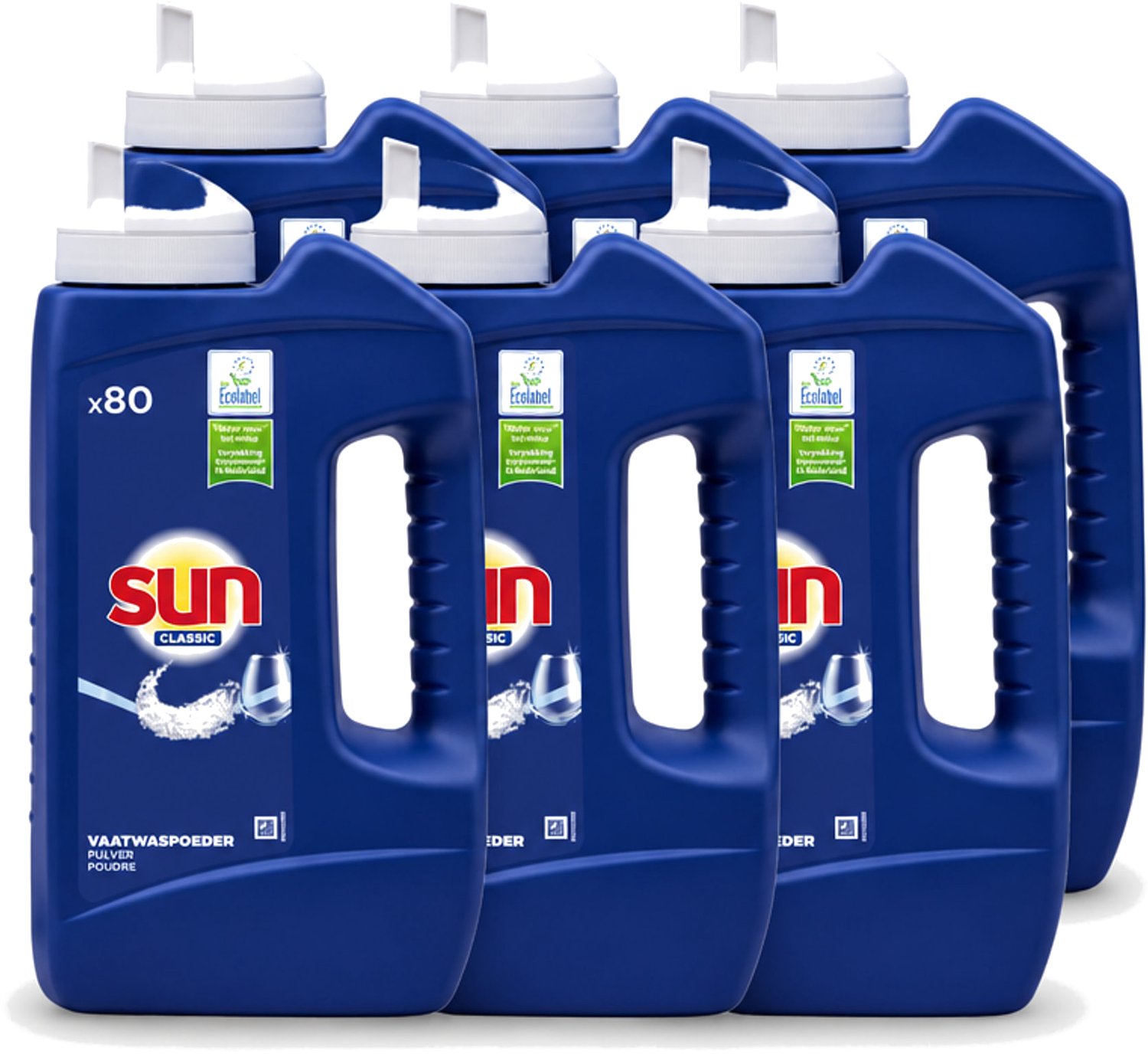 6 x Sun - Vaatwaspoeder - 80 Wasbeurten - 1.36 kg - Voordeelverpakking - 6 stuks