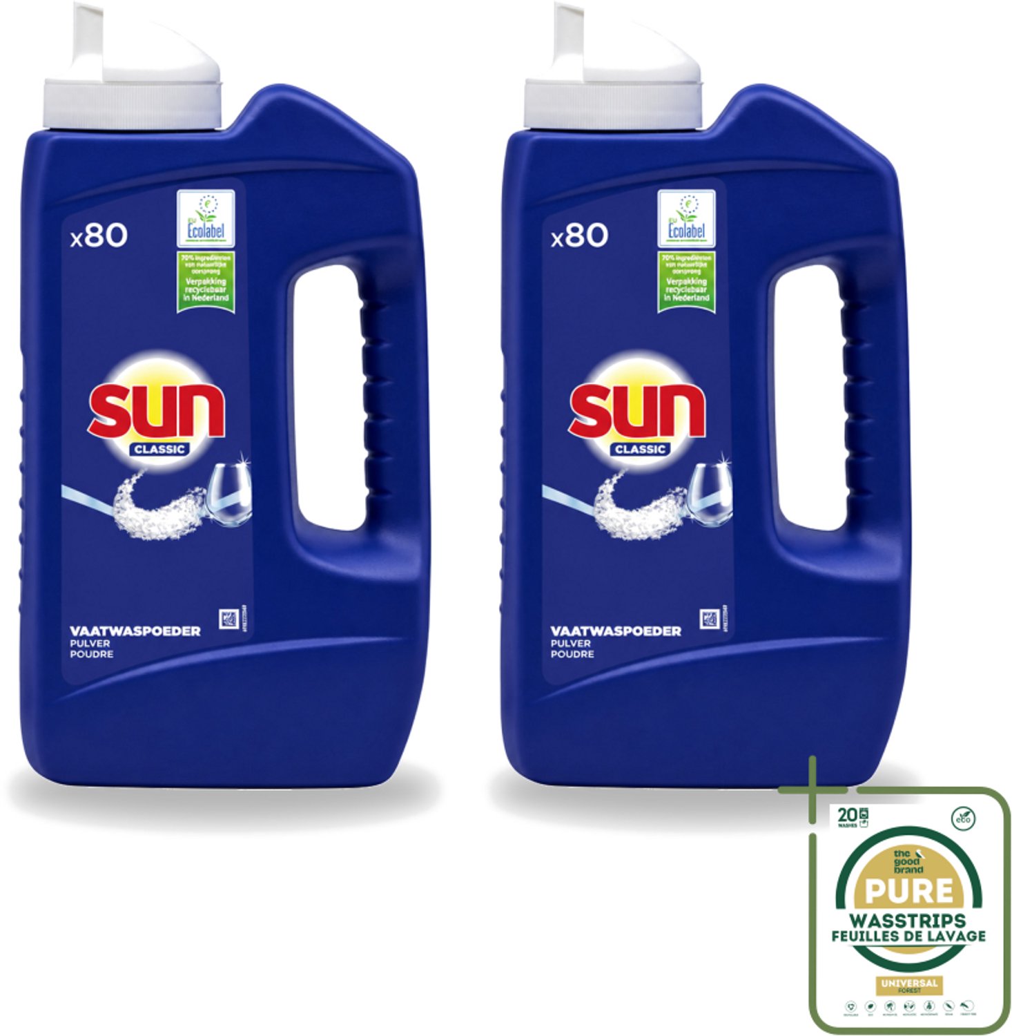 2 x Sun - Vaatwaspoeder - 80 Wasbeurten - 1.36 kg - Wasstrips - Vaatwaspoeder - Vaatwasmachine - Vaatwas - Vlekken Verwijderen - Schone Vaat
