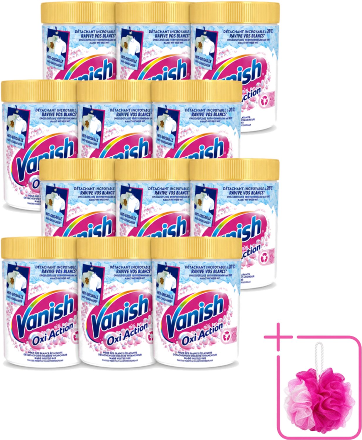 12 x Vanish – Wasbooster Poeder – Oxi Action Whitening Witte Was – 940 g - Bulkverpakking - Wasbooster - Douchemop - Witte was