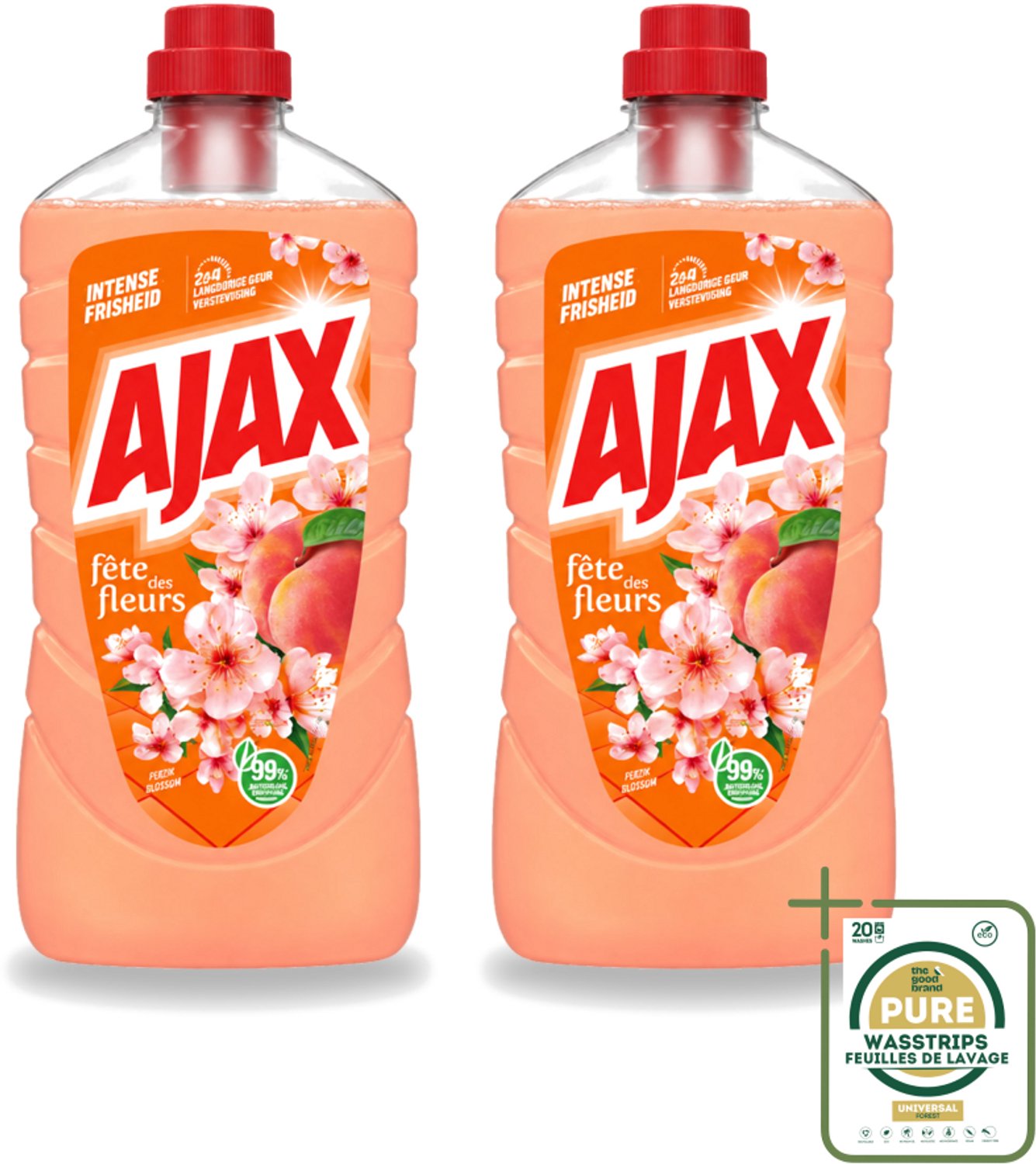 2 x Ajax – Allesreiniger – Perzik – 1000 ml - Allesreiniger Perzik - Reiniging - Frisheid - Perzikgeur - Huishoudelijke Reiniging