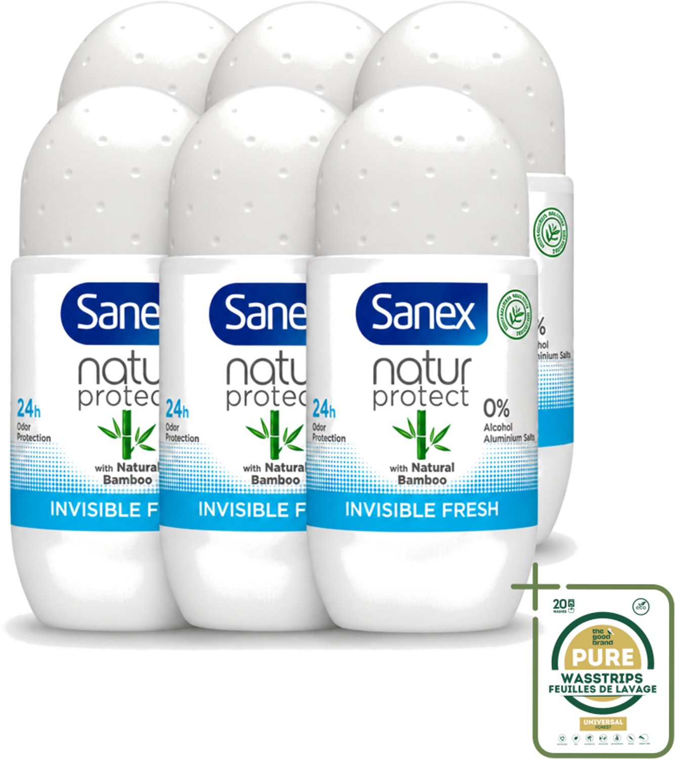 6 x Sanex – Deo Roll-on – Bamboo Invisible Fresh – 50 ml - Bamboo Deodorant - Onzichtbare Deodorant - Deodorant Roll-on - Frisheid - Kledingbescherming