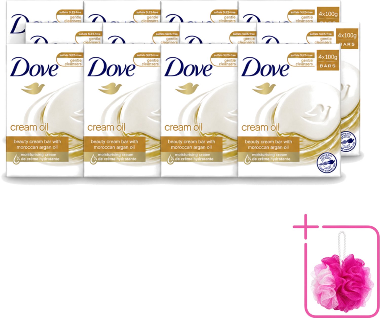 12 x Dove – Zeep – Cream Oil Soap Bar – 4 x 100 g - Bulkverpakking - Zeep - Douchemop - Huid verzorging