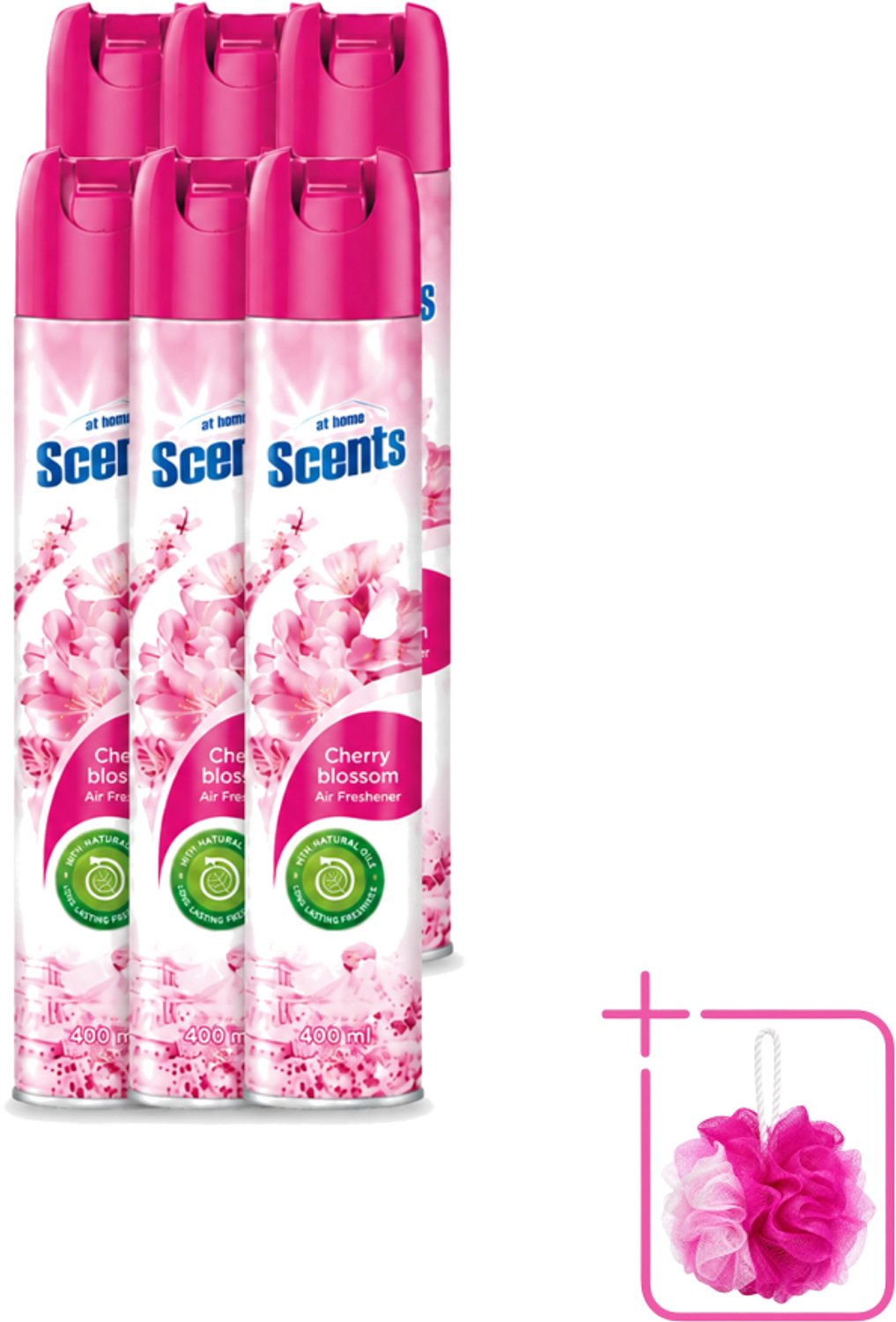 6 x At Home – Luchtverfrisser Spray – Cherry Blossom – Fris Bloemig - 400 ml - Bulkverpakking - Luchtverfrisser - Kersenbloesemgeur