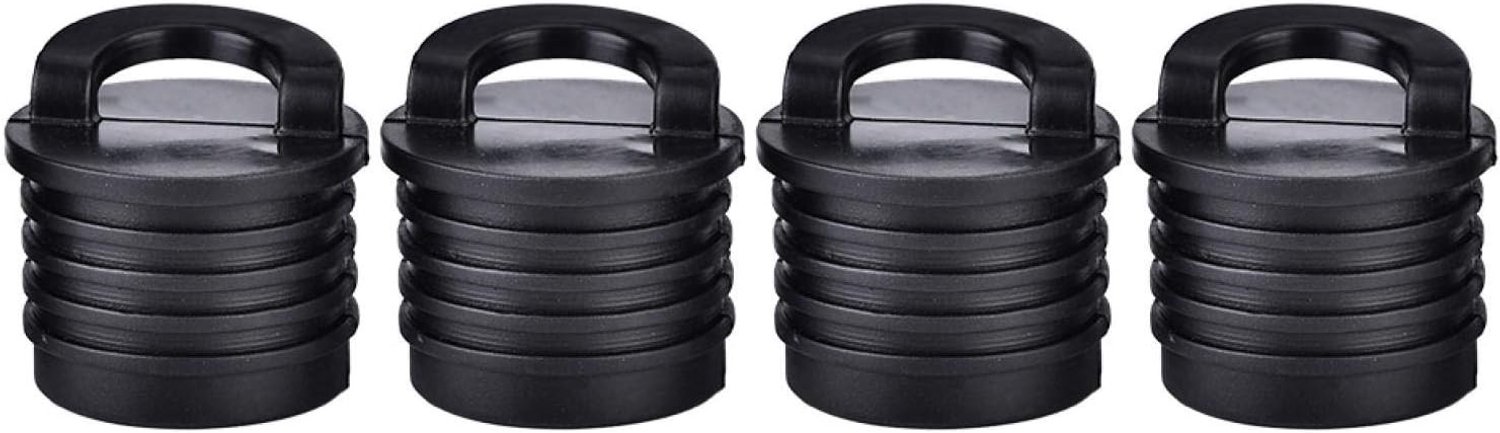 Set van 4 Rubber Stoppen voor Boot, Kano en Kajak - Afvoerpluggen voor Spuigholes en Accessoires in Zwart