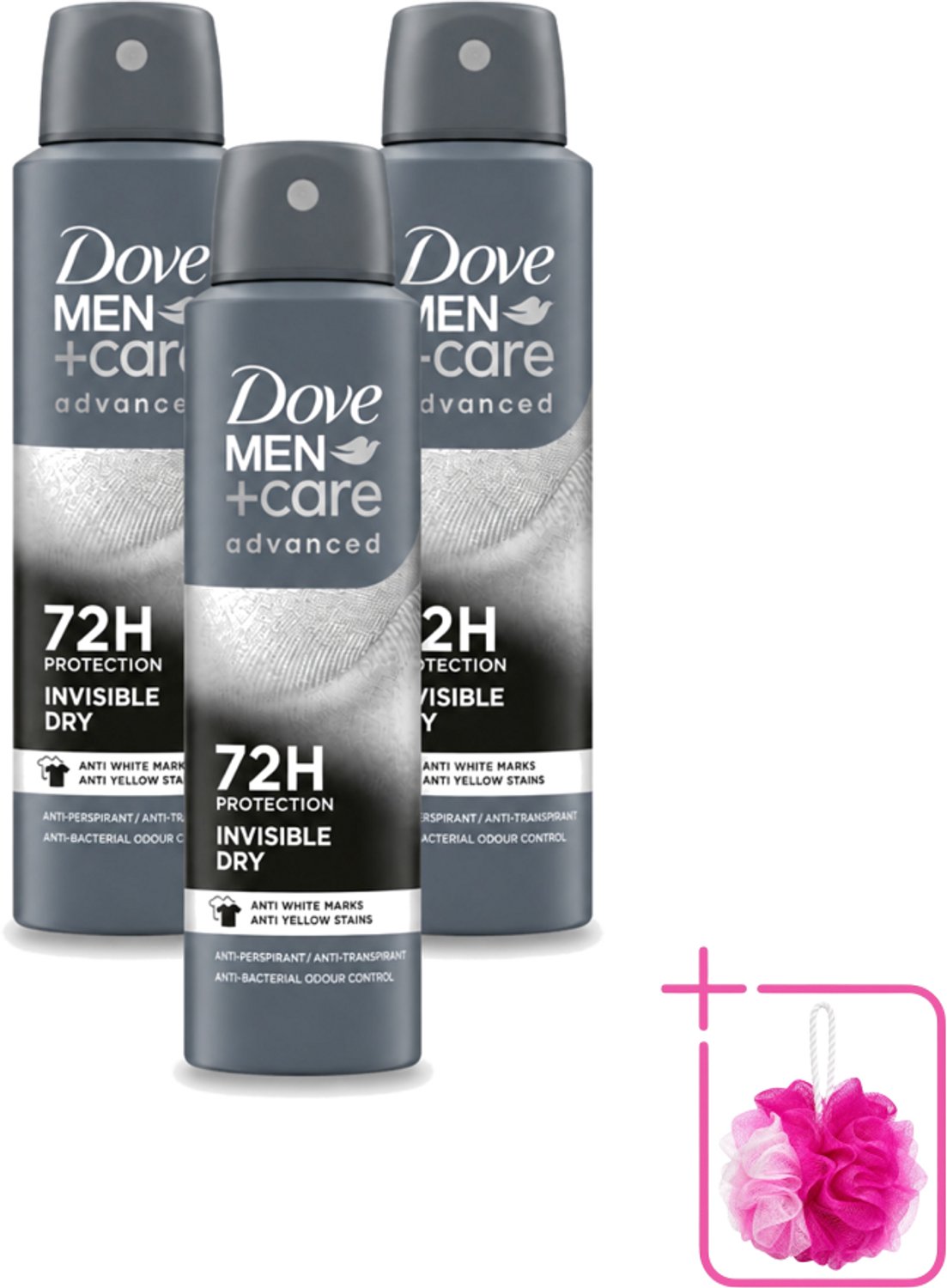 3 x Dove Men+Care – Deodorant Spray – Invisible Dry – 150 ml - Bulkverpakking - Deodorant spray mannen - Transpiratiegeur