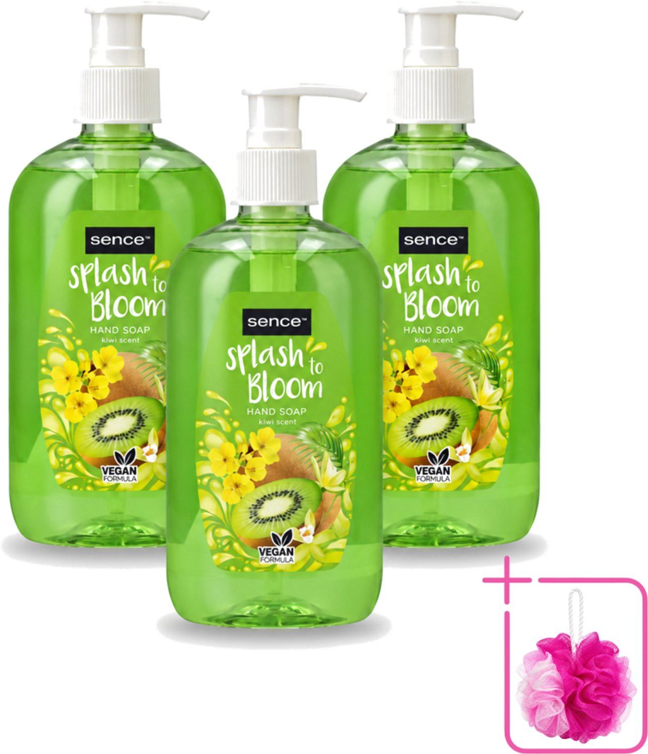 3 x Sence – Handzeep – Splash To Bloom Kiwi – 500 ml - Bulkverpakking - Handzeep - Douchemop - Handen reinigen
