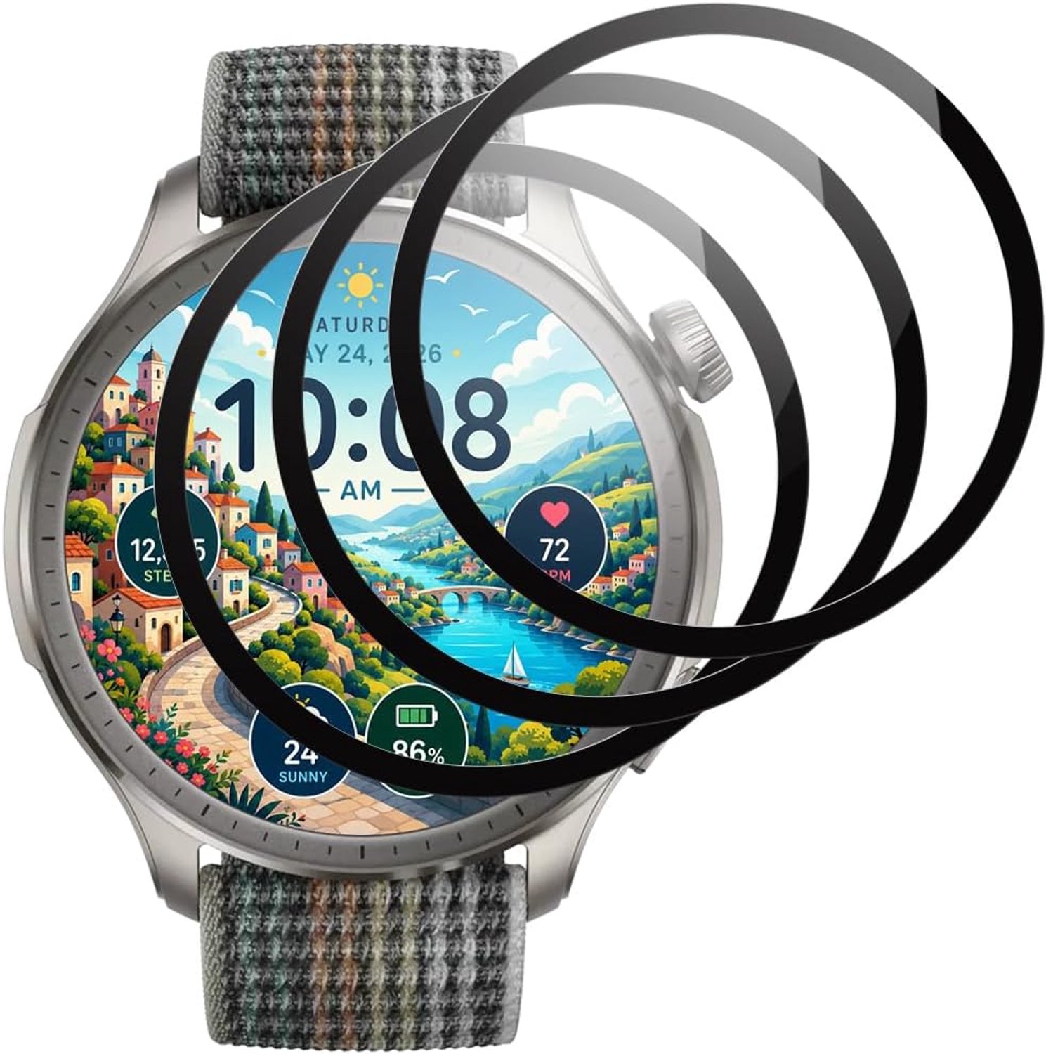 Panzer Schutz Glas für Amazfit Balance, 3 Stück Displayschutzfolie[Anti-Kratzen][Sans Bulless][9H Härte] Film - ShopVlot