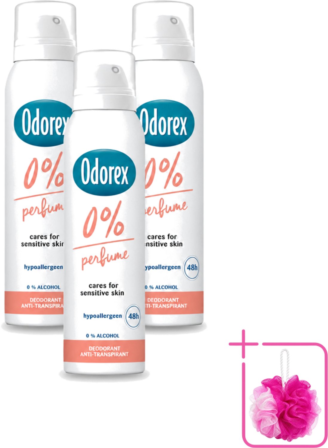 3 x Odorex - Deodorant Spray - 0% Parfum - Zonder Geurstoffen - 150 ml - Bulkverpakking - 0% parfum - Geurloos