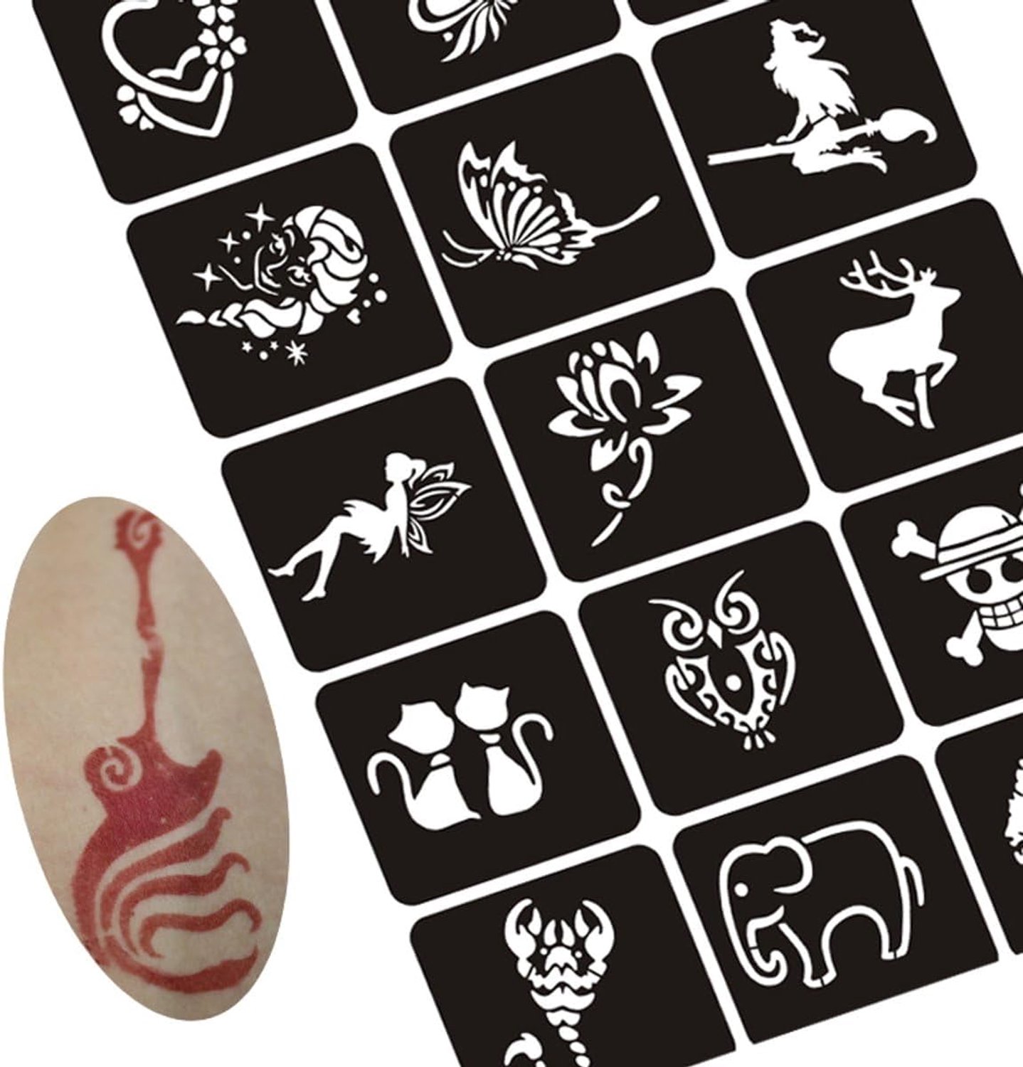 Airbrush Stencil Set - 133 Zelfklevende Tattoo Sjablonen - PVC Body en Henna Stencils voor Glitter en Airbrush Tattoos