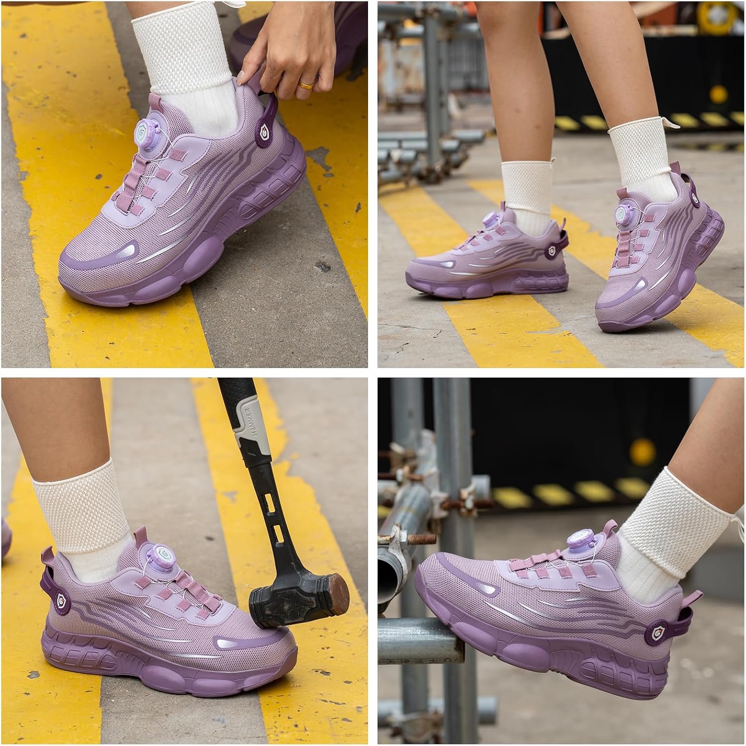 Werkschoenen Heren Dames Veiligheidsschoenen Stalen neus Sportief Ademend Antislip Veiligheidsschoenen Pink 42 EU
