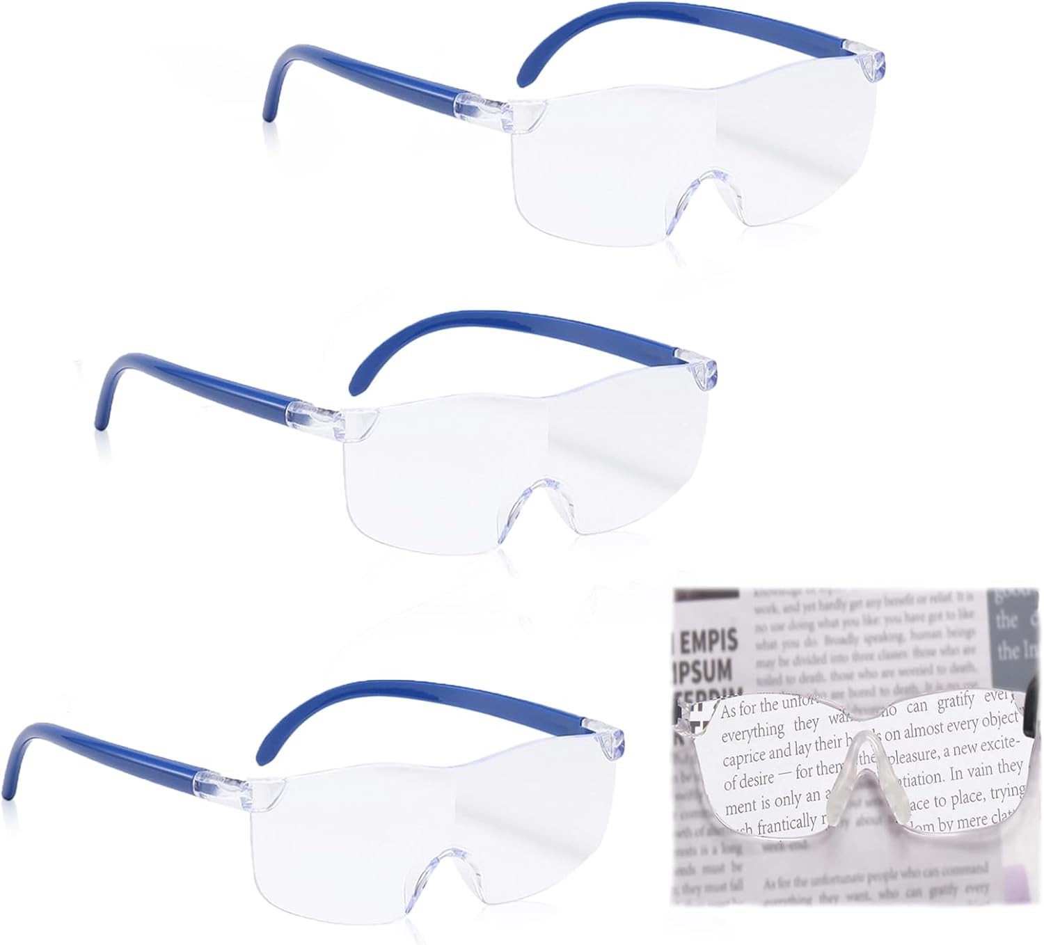Set van 3 Anti-Blauw Licht Leesbrillen voor Mannen, Vergrotende Brillen voor Precisiewerk, Handwerk en Reparaties