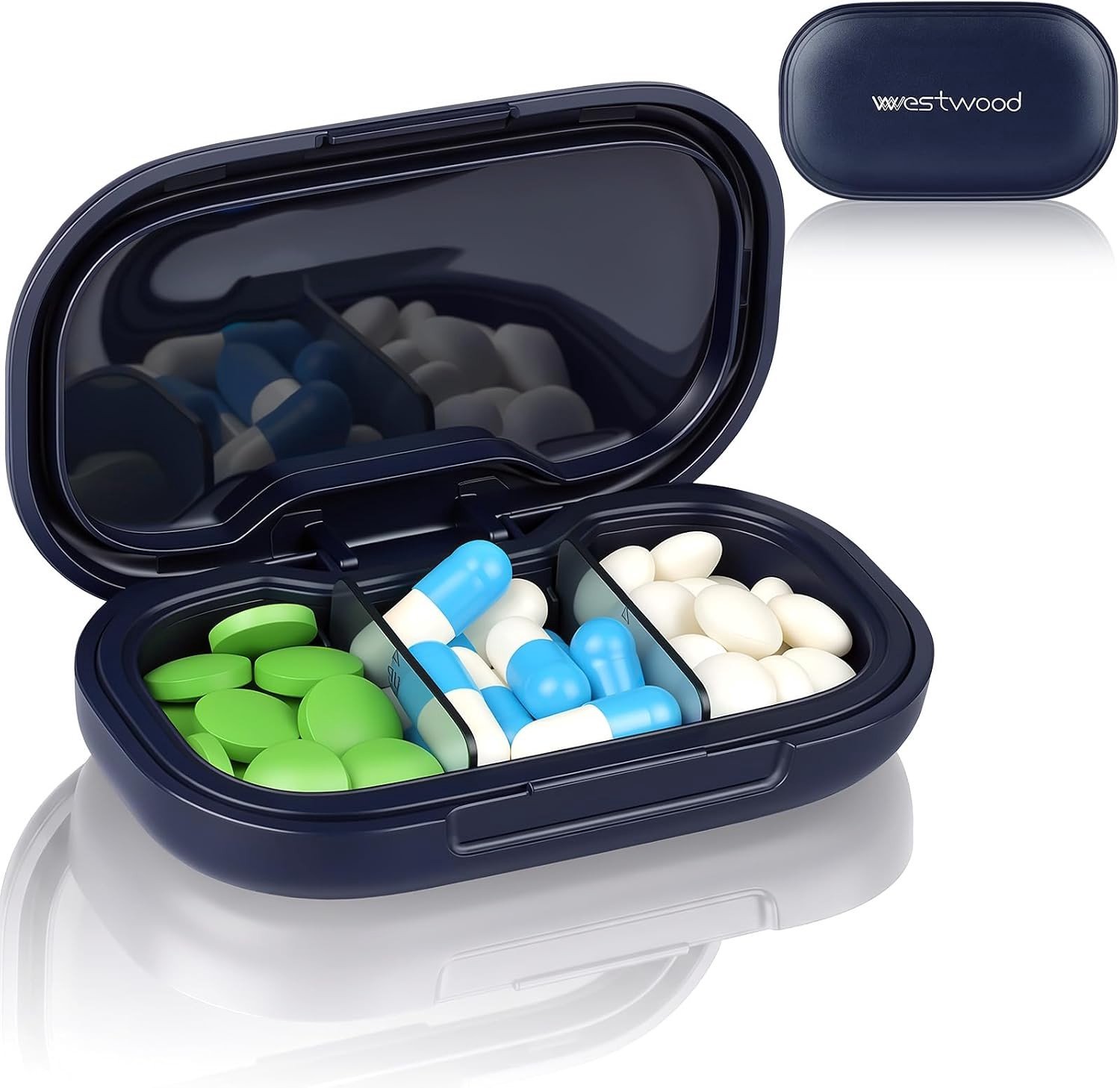 Pillendose met 3 Vakken en Silicone Ring - Handige Tablet Box voor Onderweg en Thuis