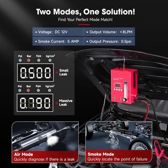 Automotive Mistmachine - EVAP Lekdetectie - Vacuüm Tester - 12V - Diagnostische Tool - met Geïntegreerde Luchtpomp — afbeelding 2