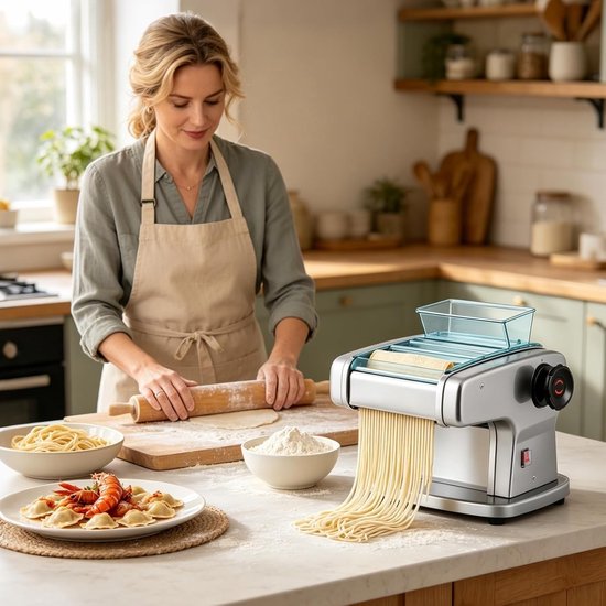 Pasta maker met 9 verstelbare diktes voor perfect verse pasta (0,5-5 mm) en gebruiksvriendelijk design — afbeelding 4