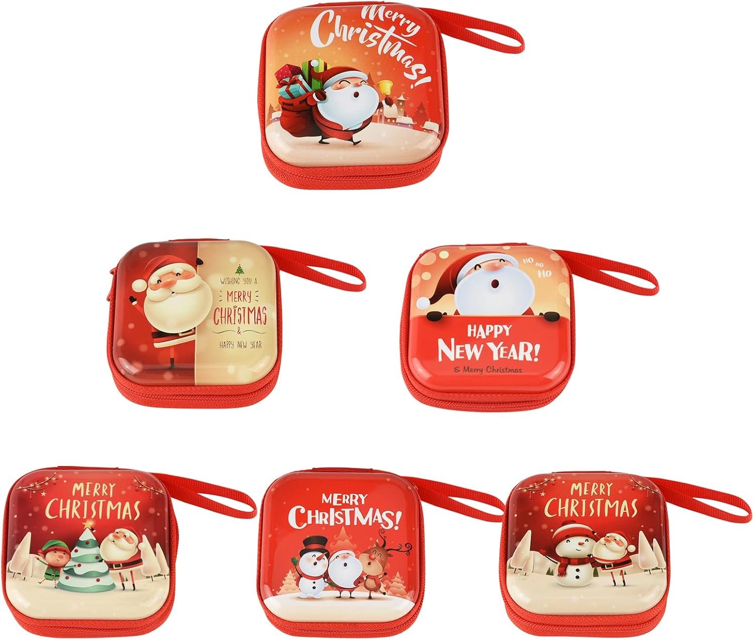 Kerstmuntzakjes 7 x 7 x 3,5 cm - vierkant - 6 stuks met feestelijke motieven - ideaal voor kerstcadeaus - Vemera