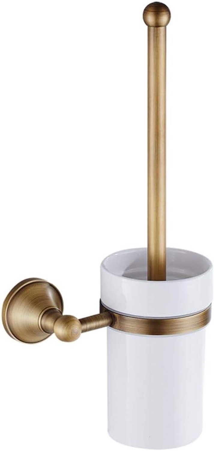 Muurbevestigde Toileborstelhouder van Messing – Duurzame Toileborstelset met Europese Houtsnijwerk – Stijlvolle Badkameraccessoires voor Toilet en Badkamer