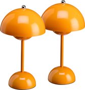 Luxus Europe - Lampe de table tactile Josephine - Lot de 2 Orange - Lampe de table LED intérieure sans fil - Rechargeable USB-C - Commande tactile - Dimmable - 3 couleurs de lumière