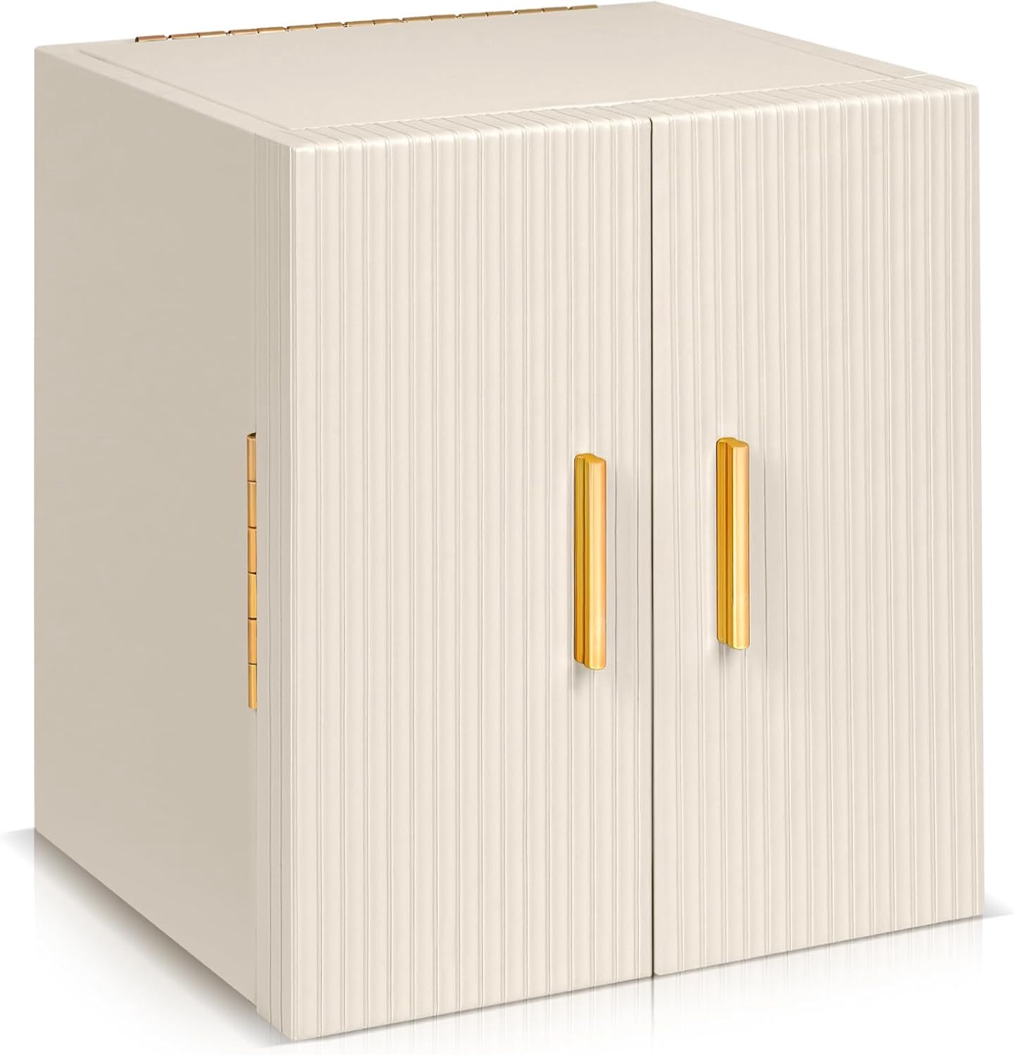 Sieradenbox groot - beige leren ontwerp - 4 niveaus - met spiegel voor sieradenopslag - ShopVlot