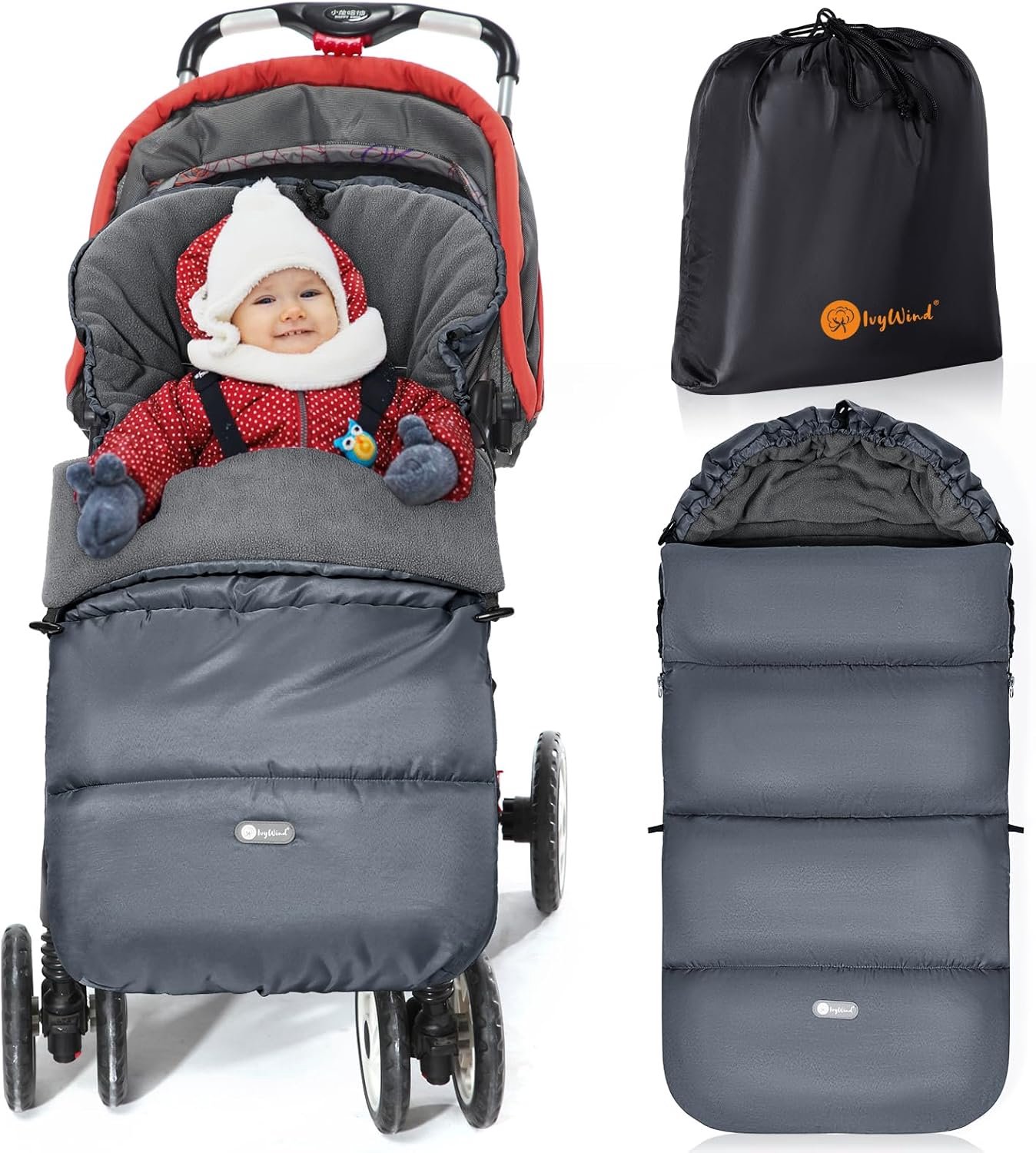 Voetenzak voor kinderwagen 95x50cm - waterdicht en warm - met ritsen en trekkoord - ideaal voor winterse dagen - ShopVlot