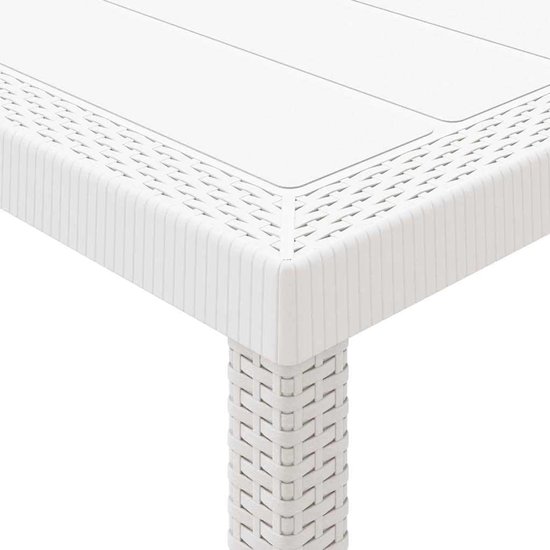 Poly rotan tafel stoelen tuin eetgroep 5 stuks wit met zitkussen — afbeelding 3