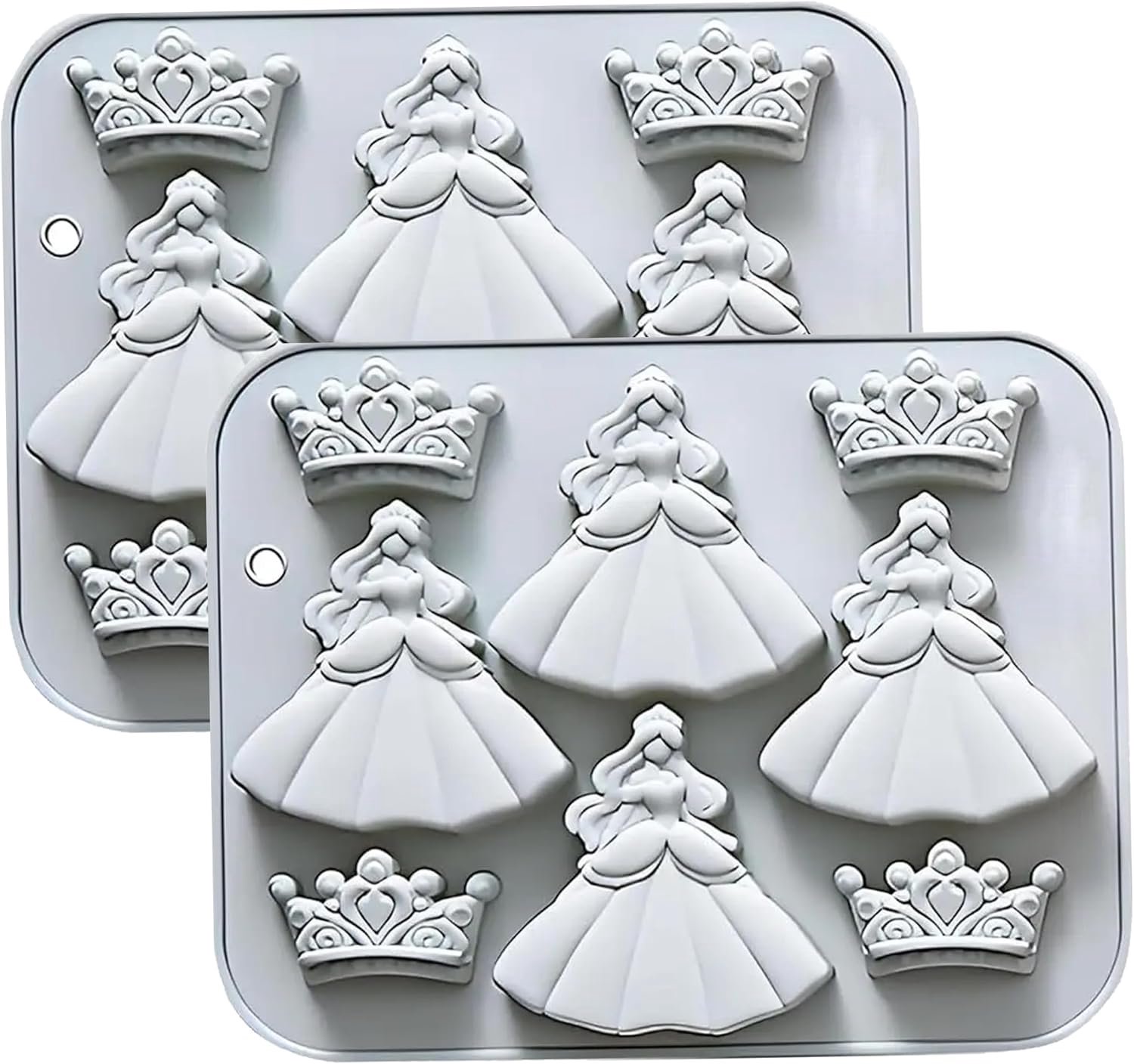 Prinses Chocolade Mallen 2 Pack Prinses Chocolade Mallen & Kroon Siliconen Mal Food-Grade Non-Stick voor Desserts Ambachten Blauwe Kroon Schimmel Siliconen