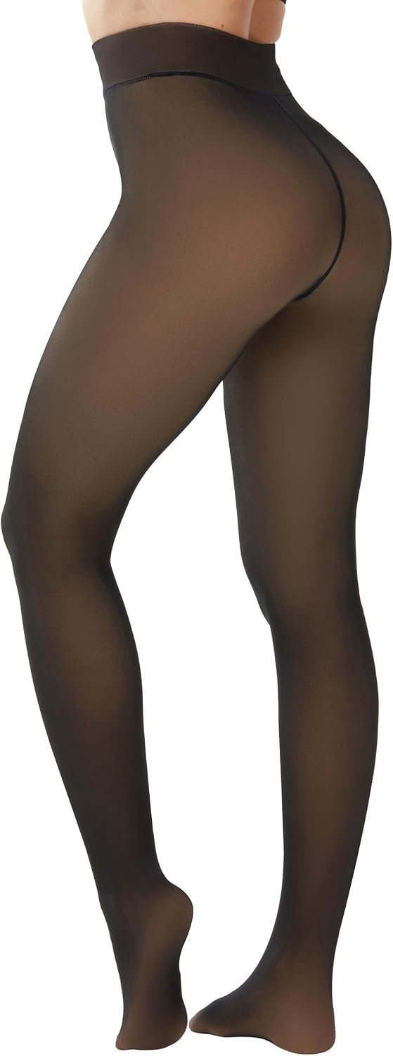 Fleece Gevoerde Thermische Panty Vrouwen, Fake Sheer Panty
