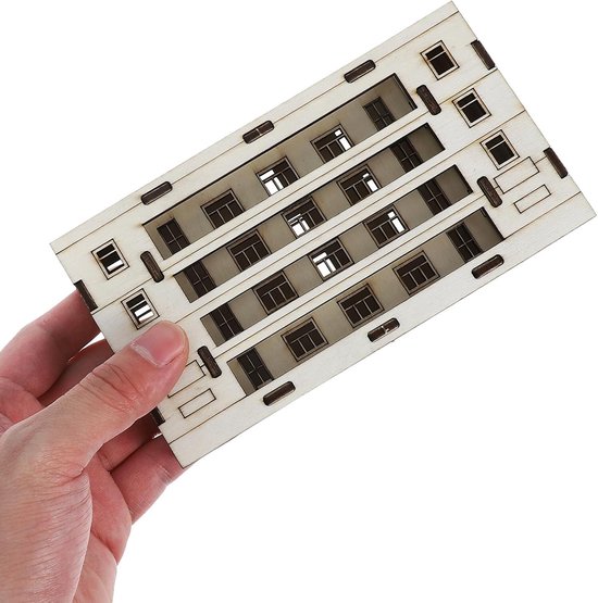 2 Stuks Model Houten Huis Ambachtelijke Benodigdheden Voor Poppenhuis Houten Huismodel Miniatuur Huisdecor Huis Ambacht Huisje Model Blokhut Gebouw Beige — afbeelding 5