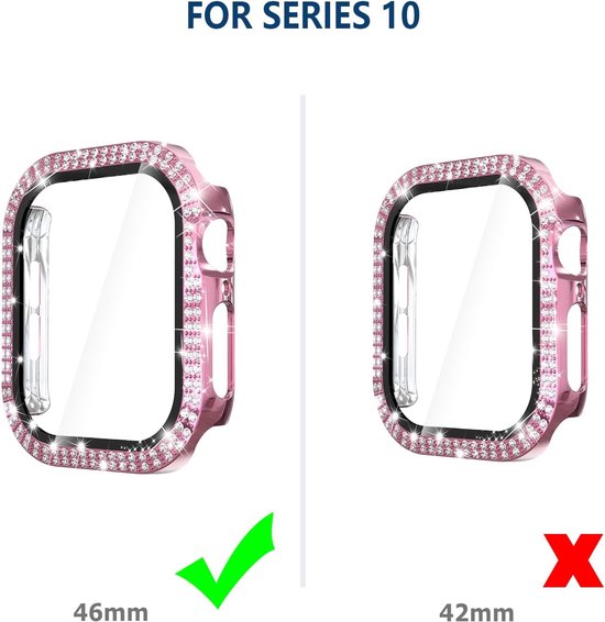 4 stuks Bling Harde PC Case met Glazen Screenprotector Compatibel met Apple Watch Series 10 46mm, Crystal Bumper Case Vervanging voor iWatch 46mm (Serie 10) — afbeelding 4