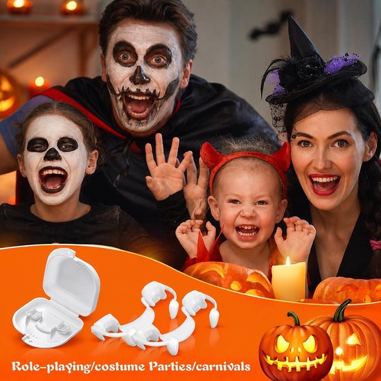 3 stuks intrekbare vampiertanden, realistische telescopische scheurtandset, griezelige plastic tanden om aan te trekken, Halloween, carnaval, party, cosplay, decoratie, scheurtanden — afbeelding 4
