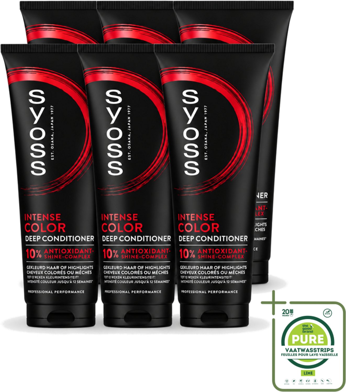 6 x Syoss - Intense Color - Deep Conditioner - Kleurbehoud tot 12 Weken - 250 ml - Grootverpakking - Vaatwasstrips - Kleurbehoud - Gekleurd Haar - Glans - Haarkleur - Haarkleur Behoud