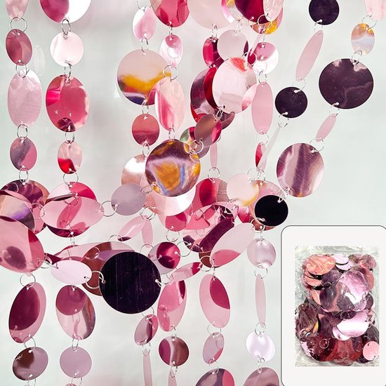 10 stuks paillettenslinger, 1 meter, pailletten, parelgordijn, glitter, papieren banner, glittergordijnen, hangende achtergrond, decoraties voor bruiloft, verjaardag, feest, decoratie, rond — afbeelding 4