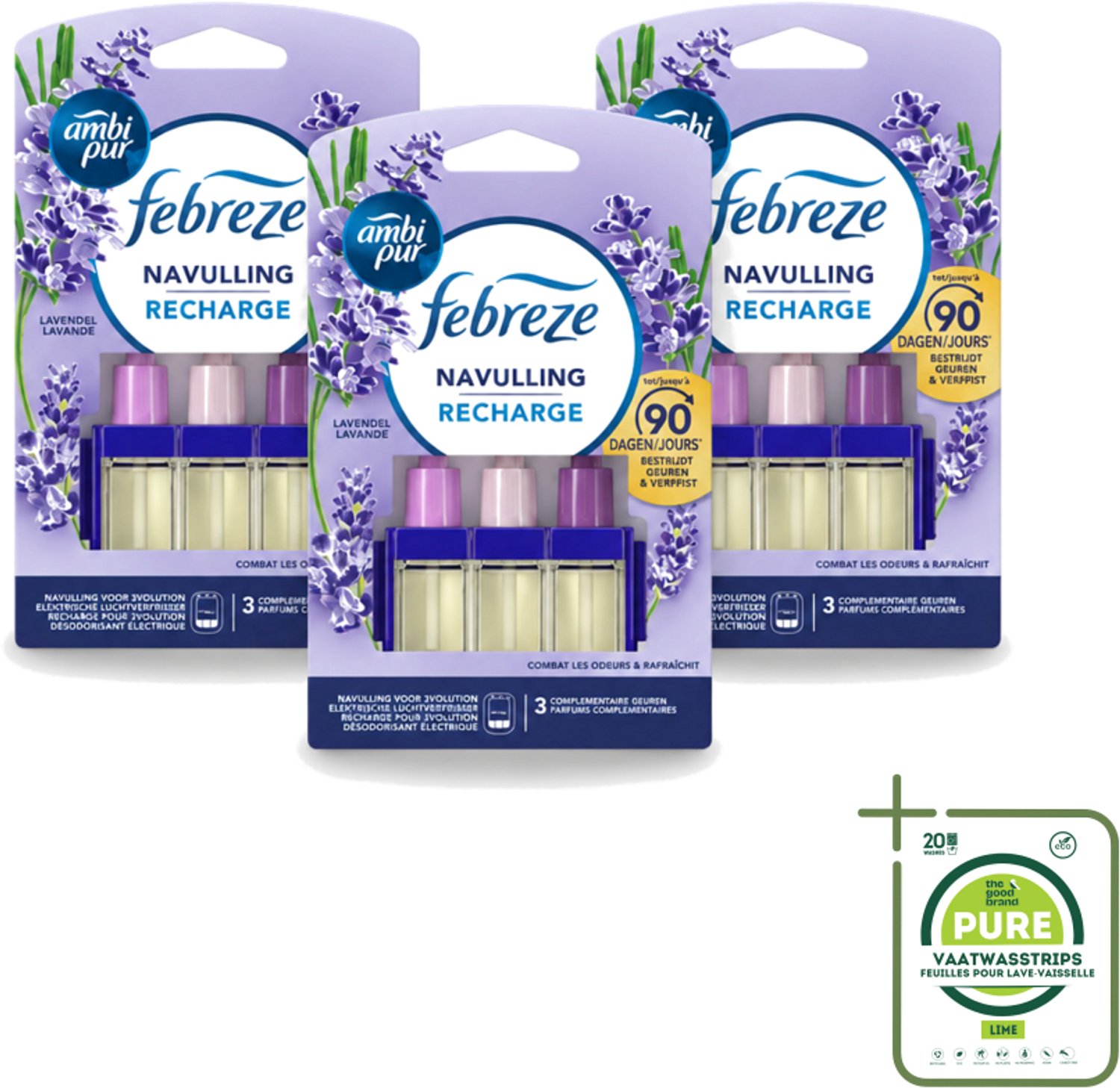 3 x Ambi Pur - 3Volution - Navulling - Lavendel - 20 ml - Grootverpakking - Vaatwasstrips - Geurverspreider - Lavendel - Frisheid - Geurblindheid - Nare Geuren