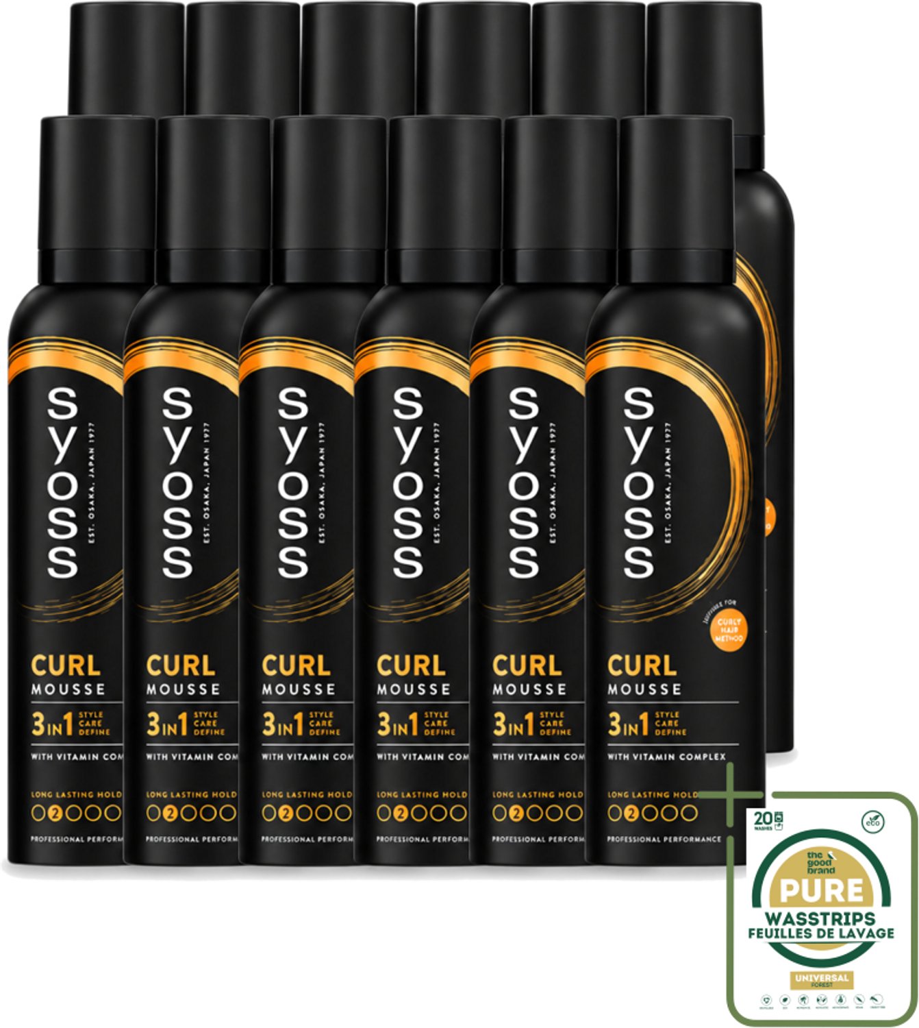12 x Syoss - Curl - Haarmousse - Anti-Pluis & Bounce - 250 ml - Wasstrips - Haarmousse Anti-pluis - Kruldefinitie - Krul Controleren - Haartype Krullend Haar - Haarspray