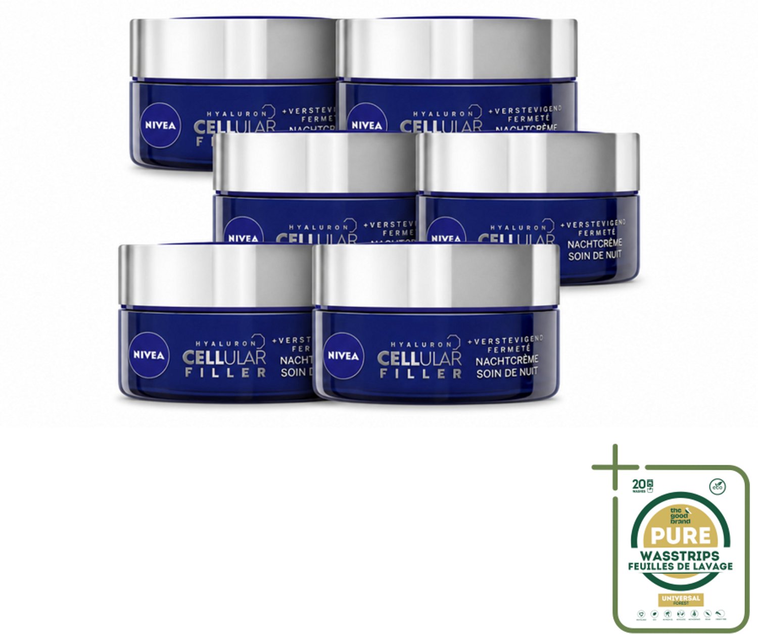 6 x NIVEA - Nachtcrème - CELLular Expert Filler Anti-Veroudering - Voor alle huidtypes - Met Hyaluronzuur & Foliumzuur - Anti-Rimpel & Hydraterend - 50 ml - Anti-oudering Crème - Rimpelcrème - Nachtcrème - Huidvernieuwing - Hyaluronzuur Crème
