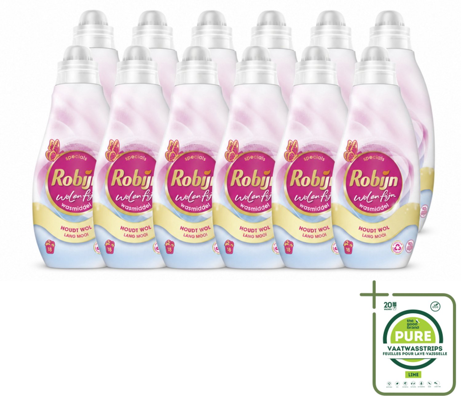 12 x Robijn Specials - Wol & Fijn - Vloeibaar Wasmiddel - 18 Wasbeurten - Grootverpakking - Vaatwasstrips - Wasmiddel Wol En Zijde - Fijne Was Beschermers - Was Voor Delicate Stoffen - Was Voor Wollen Kleding - Was Voor Zijde