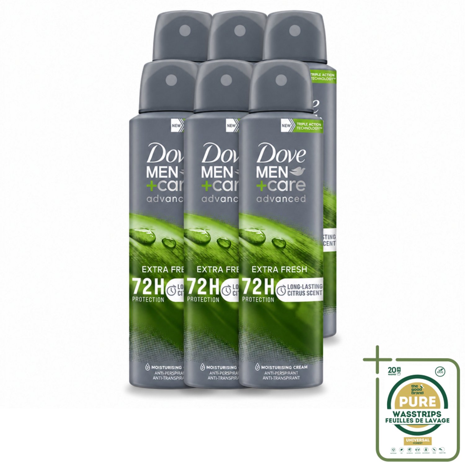 6 x Dove Men+Care Deodorant Spray - Extra Fresh - 150 ml - Deodorant Spray - Zweetvermindering - Geurcontrole - Huidverzorging - Anti-transpirant