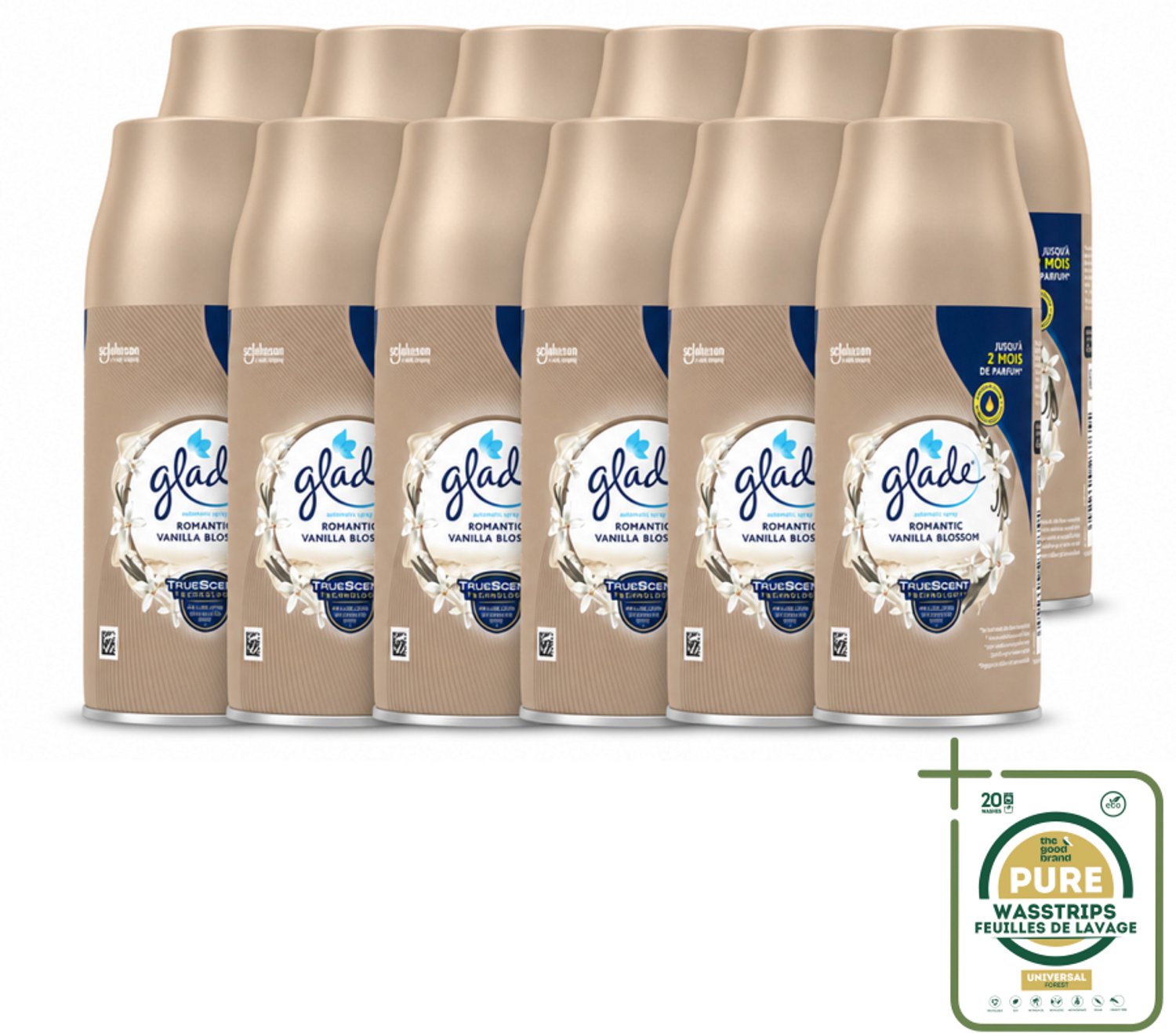 12 x Glade - Romantic Vanillebloesem Navulling - 269 ml - Wasstrips - Romantische Geur - Luchtverfrisser - Automatische Spray - Vanillebloesem - Warme Geur