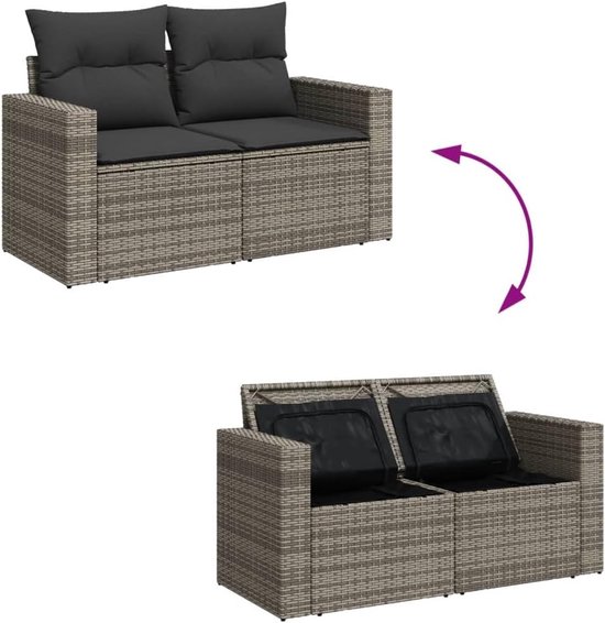 Poly rattan weerbestendig tuinbarset 5 delig zwart — afbeelding 2