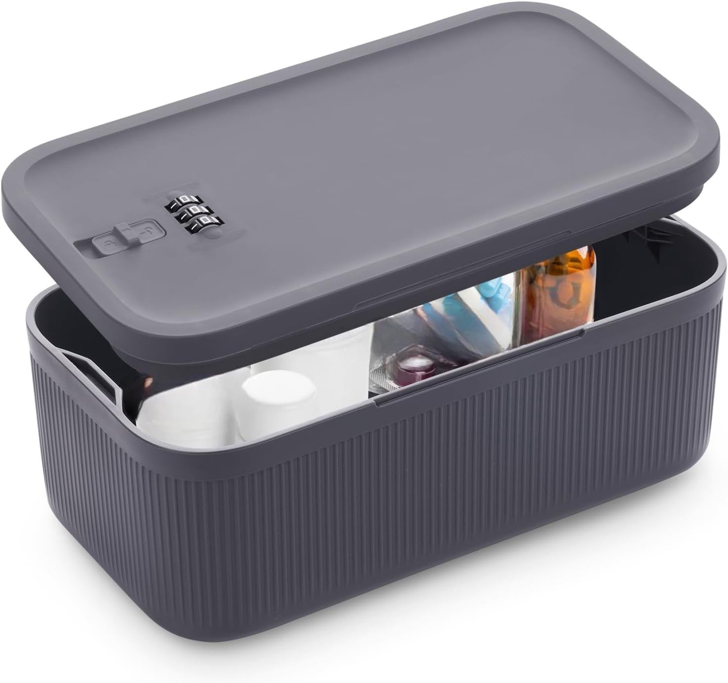 Veilige Opbergdoos voor Medicijnen - Lockable Storage Box voor Keuken, School en Reizen - Ideaal voor Persoonlijke Spullen en Mobiele Telefoons (Grijs)