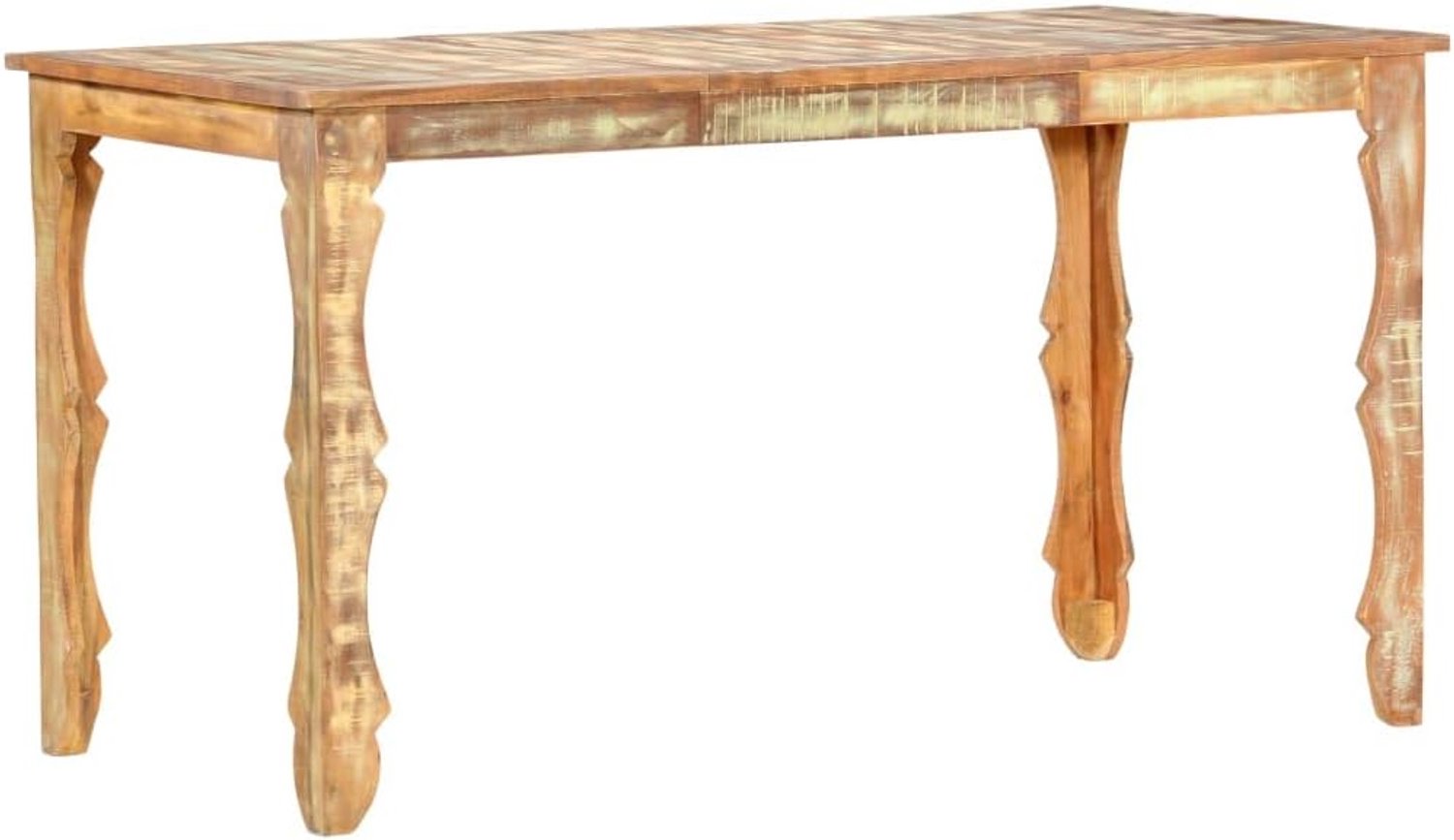 Eettafel, 140 x 70 x 76 cm, van gerecycled massief hout, oud hout, tafel voor keuken en eetkamer, robuust meubelstuk met unieke nerf en retrodesign, eenvoudige montage