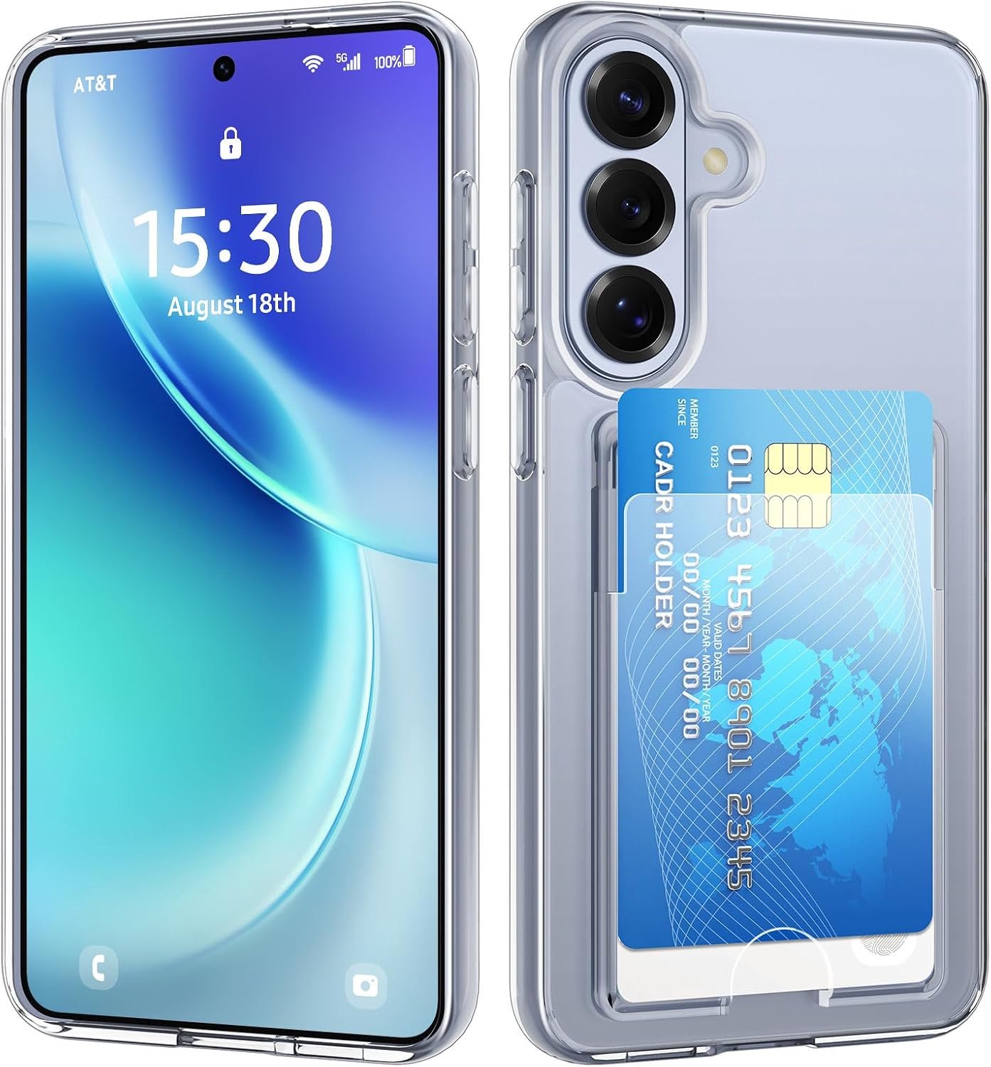 Beschermhoes voor Samsung Galaxy S26 Plus cover portemonnee transparant met kaarthouder zacht silicone dun anti-vergeling kaartsleuven portemonnee stootvaste beschermhoes