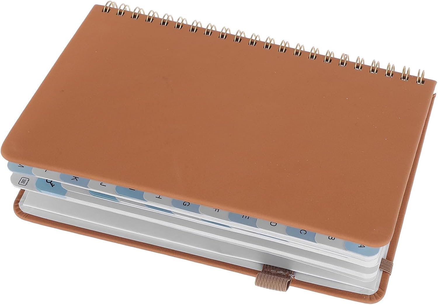 Notitieboek Adresboek met Alfabetische Tabs Lichtbruin Softcover Draagbare Spiral Organizer voor Telefoonnummers Persoonlijke Notities Geschikt voor Kantoor School