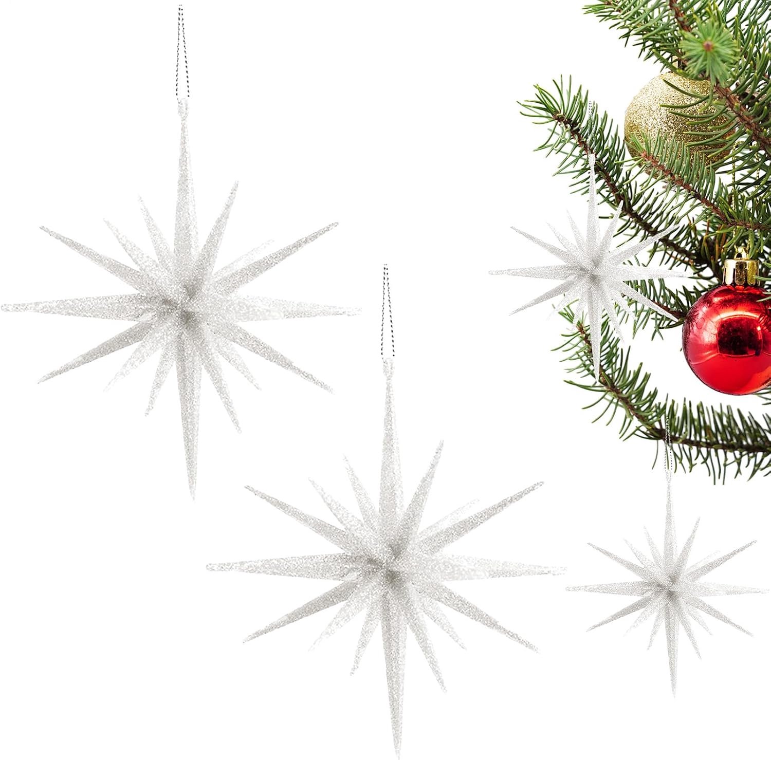 Kerstster Versieringen Voor Kerstboom 2 Delige Glitter Kerstster