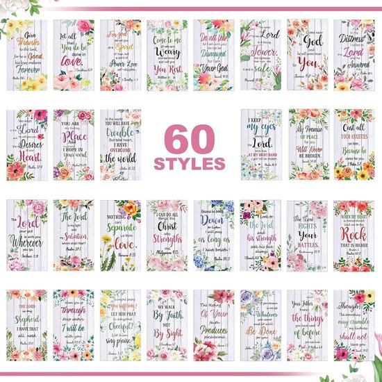 Estune Bijbelverskaarten - 240 stuks mini inspirerende citaatkaarten voor vrouwen en mannen, christelijk cadeau — afbeelding 2
