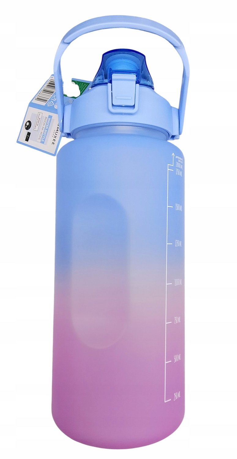 Smukee Bidon 2000 ml Blauw - Grote Waterfles voor Sport