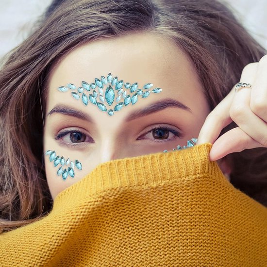 4 Stuks Delige Crystal Rhinestone Gezichtssieraden Zelfklevende Festival Glitter Steentjes voor Make-up Body Art Veilig Materiaal voor Feest Bruiloft Verkleedpartijen — afbeelding 2