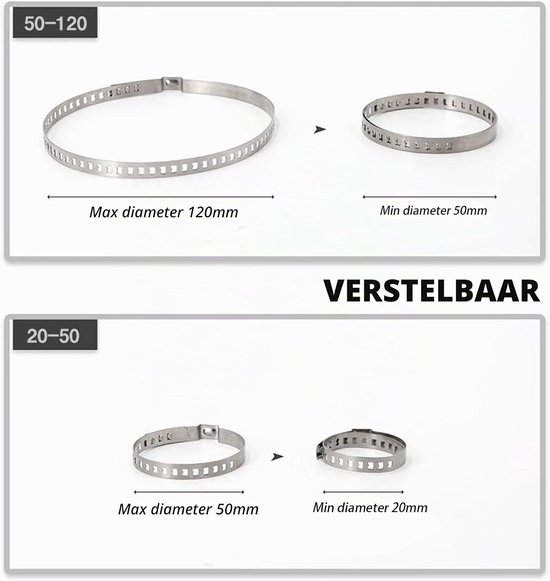 10 stuks universele askruisgewricht-manchet klemmen, 5 groot, 5 klein, Axle CV Joint-Boot-klemmen kit, slangklemmen gereedschap, 20mm tot 120mm klemschelle oorklem, roestvrij staal CV slangklemmen set — afbeelding 4