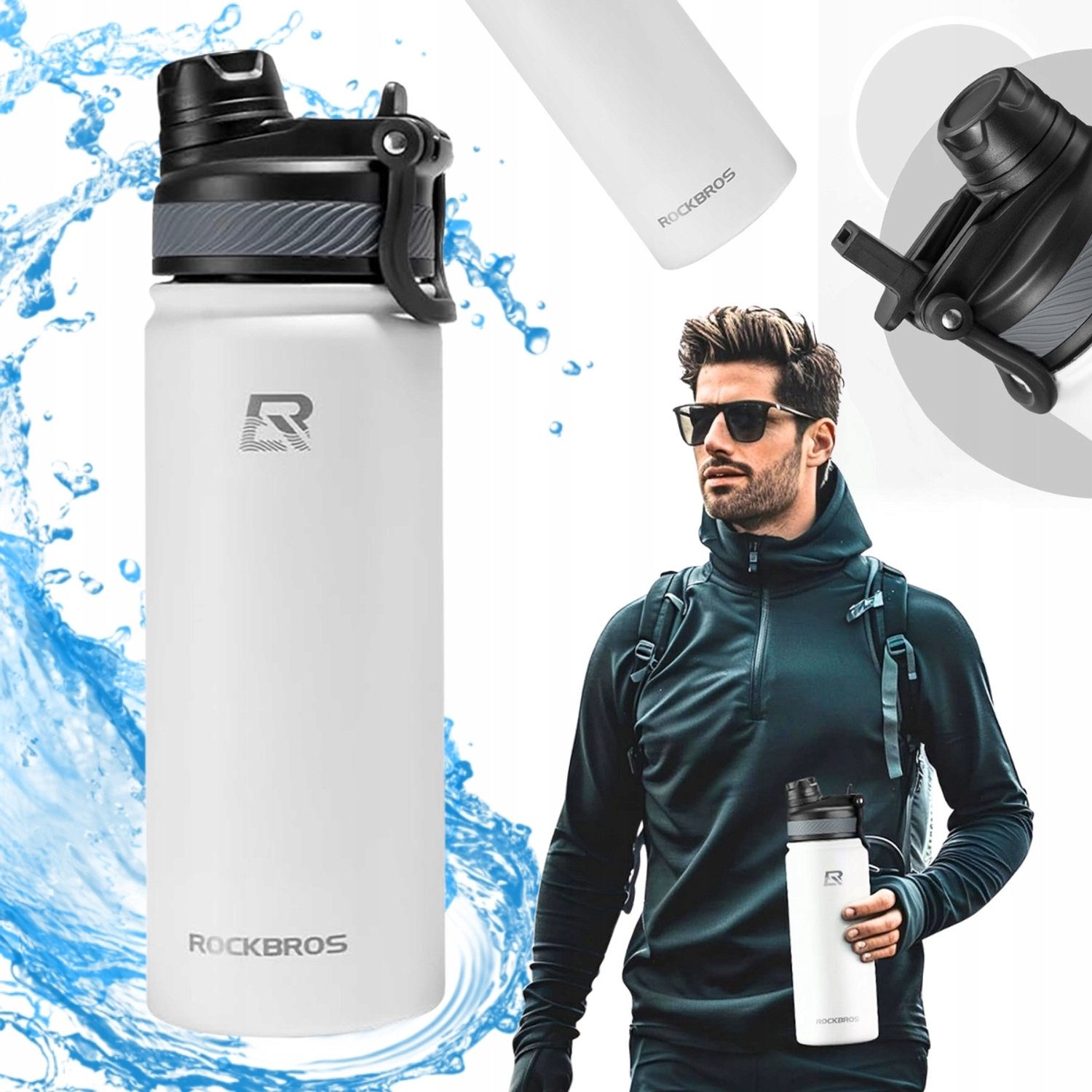 Rockbros Thermos Bidon RVS 620ml Wit - Ideale Temperatuur