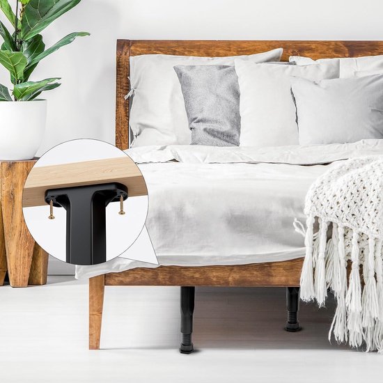 Verstelbare Ondersteuningspoten voor Bed en Meubels, 4 Stuks, 16-28 cm Hoog, Inclusief Schroeven en Schroevendraaier, Perfect voor Bedden, Tafels en Kasten — afbeelding 3