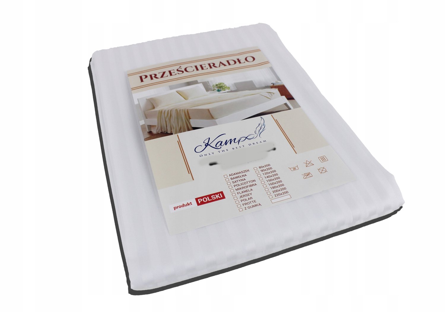 Kam-Pol 100% Katoenen Hoeslaken 100x260cm, 1cm Streep, Hotelkwaliteit Wit
